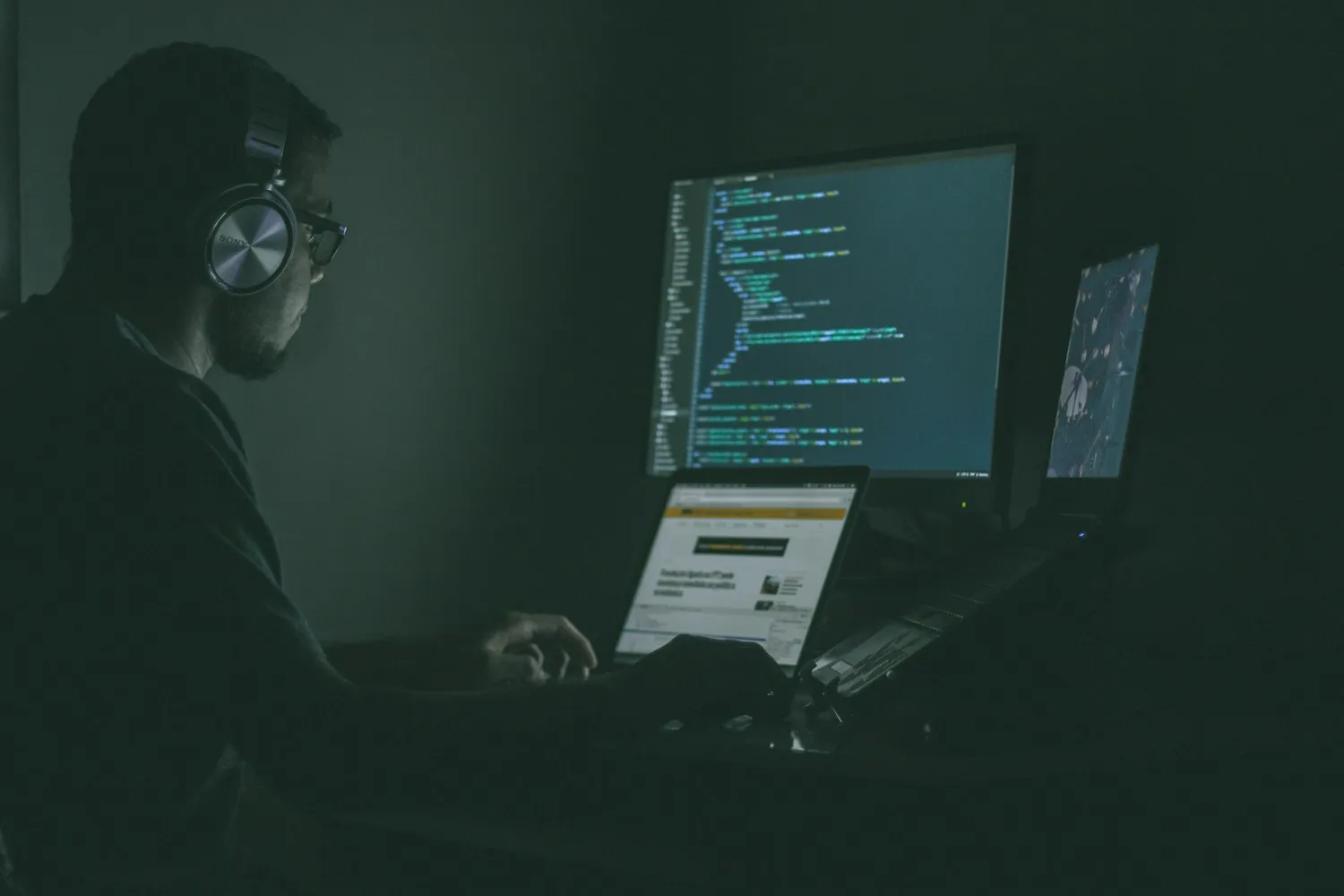 A person working late at a screen